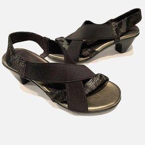Aravon By New Balance Madison Slingback Comfort Sandals Black Snake Sz9
